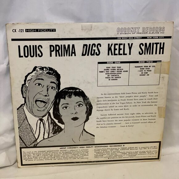 Louis Prima & Keely Smith Louis Prima Digs Keely Smith (Vinyl, 1960) Coronet CX - Picture 3 of 12